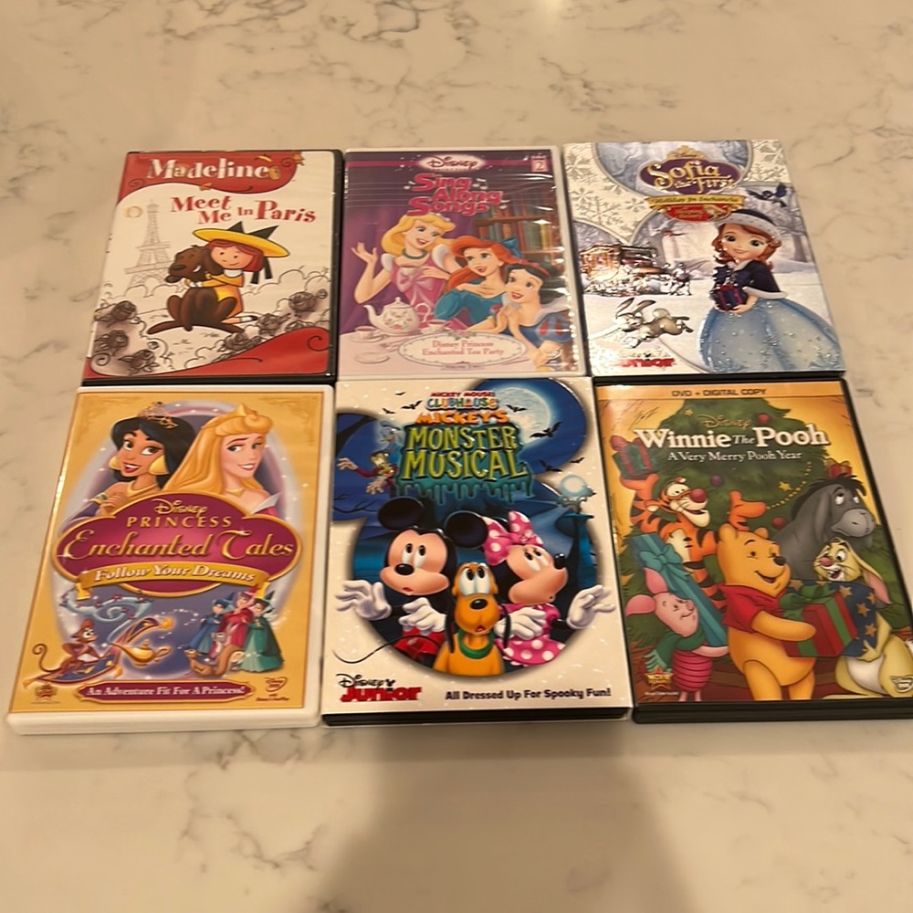 6 kids DVDs